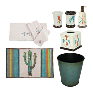 Cactus Bath Accessory and Cream Towel Set