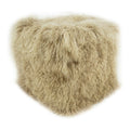 Tibetan Sheep Square Pouf Ottoman - Blush