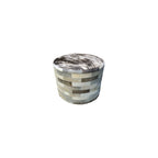 Round Patchwork Ottoman - Gray