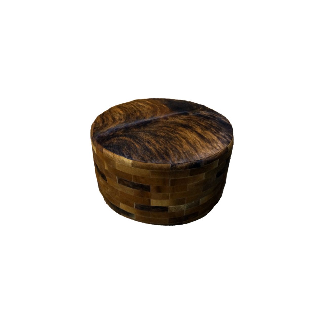 Patchwork Leather Ottoman - Dark Brown