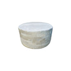 Round Patchwork Ottoman - White