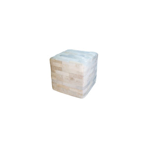 White Patchwork  Leather Ottoman 