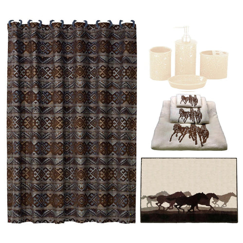 Cream Savannah Bath Accessory and Barbwire Towel Set