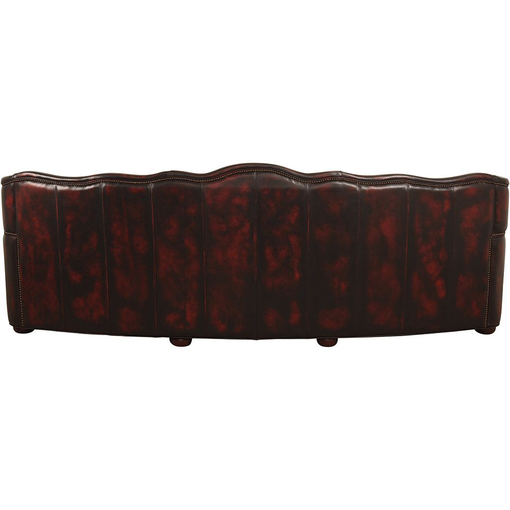 Grand Teton Conversational Tufted Western Red Leather Curved Sofa