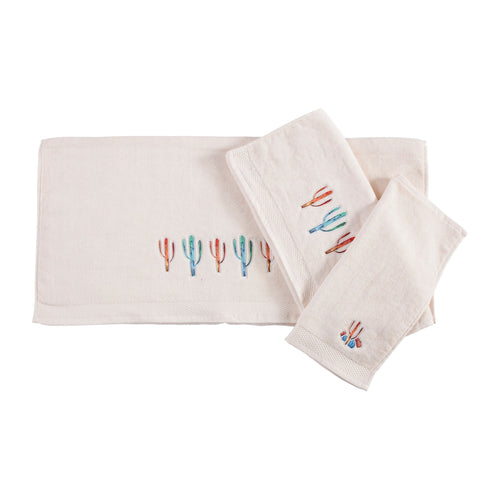 Embroidered Cactus 3 PCS Towel Set