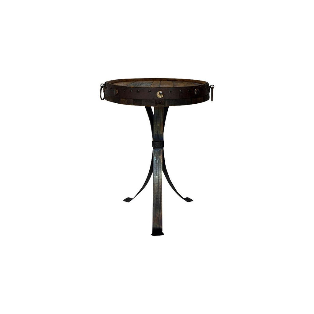 Reclaimed Tequila Barrel Top Side Table