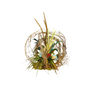 Natural Grapevine & Pod W/Red & Turquoise Center Piece