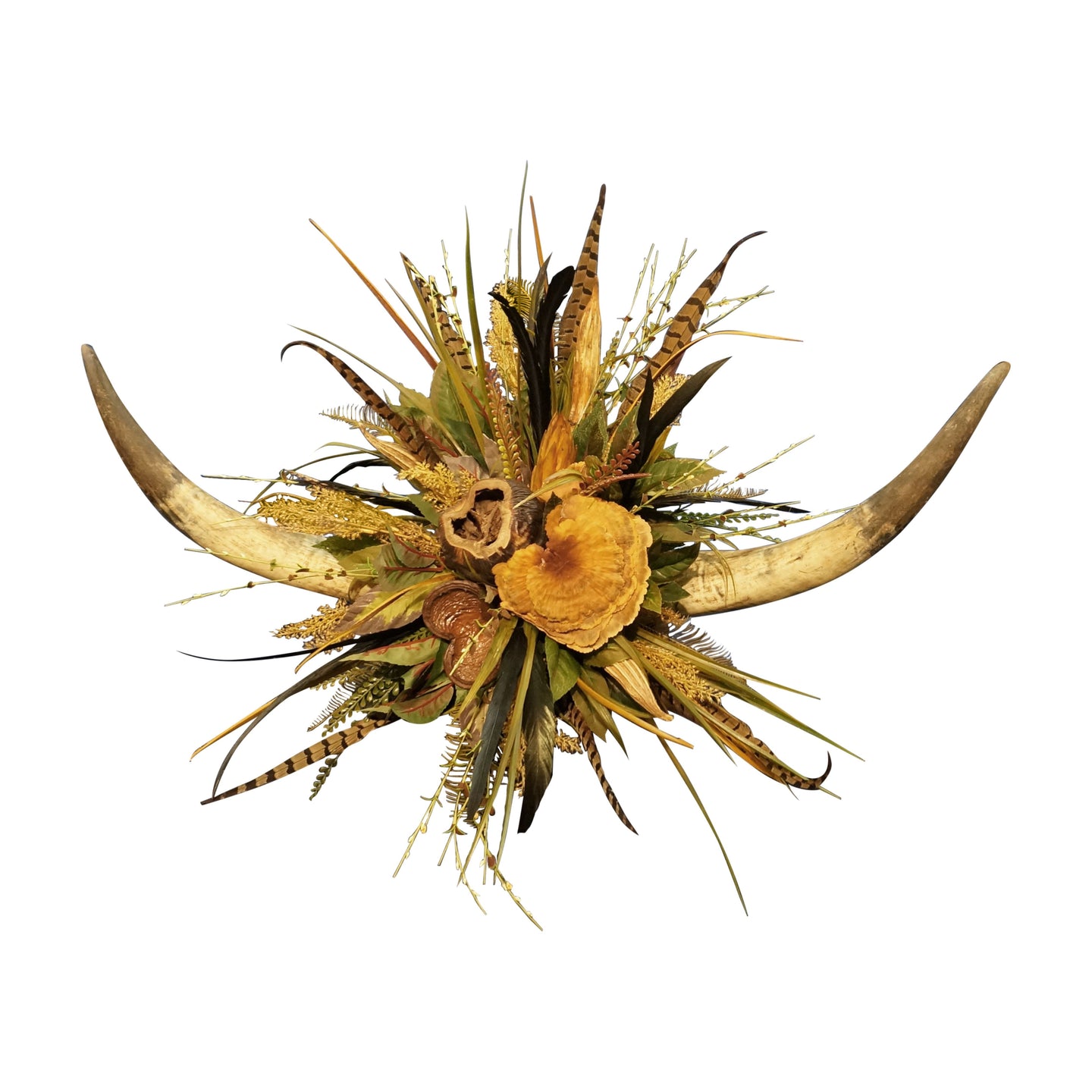 Double Horn W/Natural Pods & Protea Wall Piece
