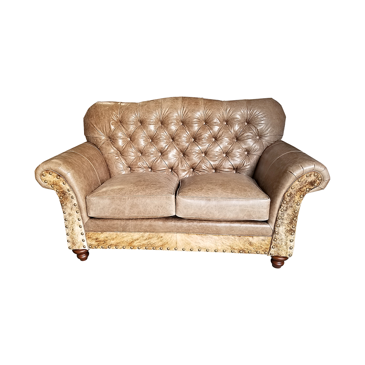 Grey Rock Leather Love Seat