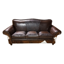 Load image into Gallery viewer, Maverick 3 Cushion Western Cowhide Sofa