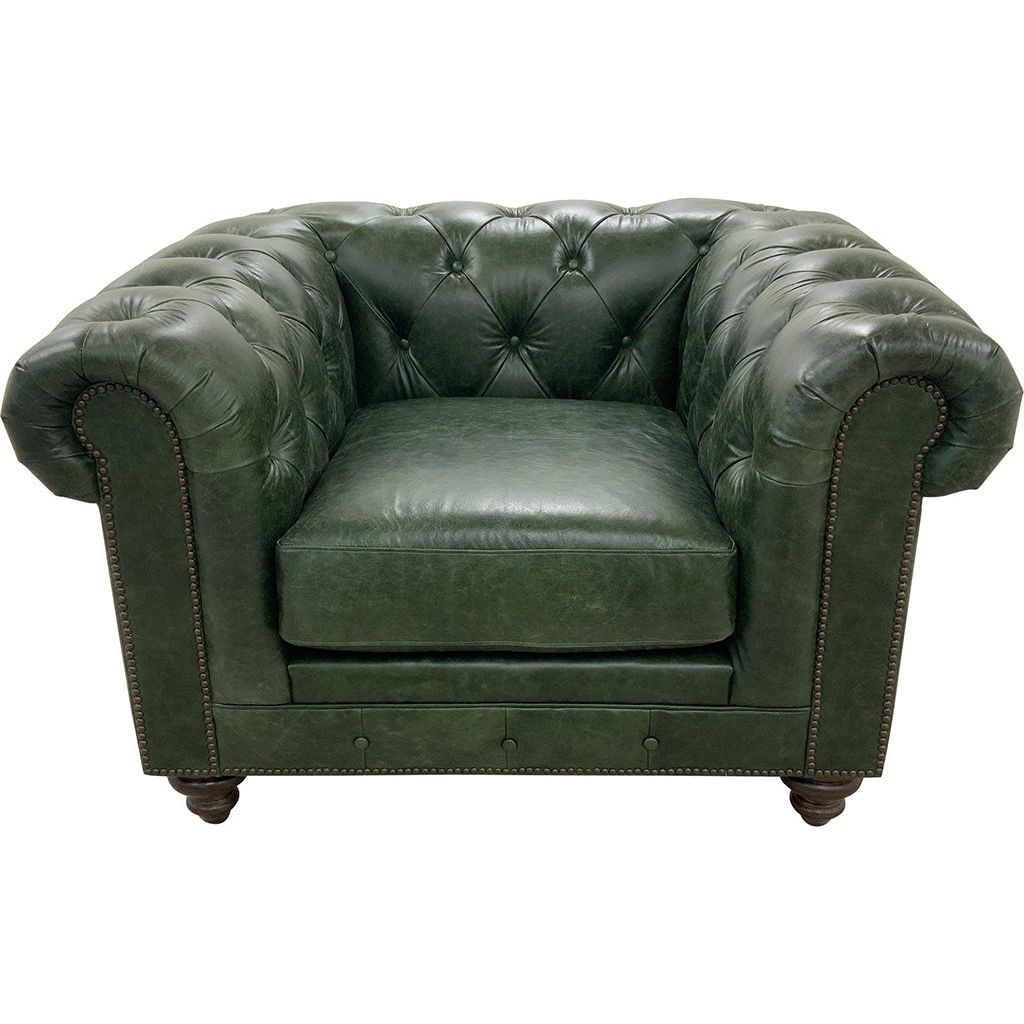 Green leather best sale club chair