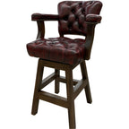 Hand Rubbed Crimson Southwestern Leather Tufted Barstool