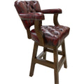 Hand Rubbed Crimson Southwestern Leather Tufted Barstool