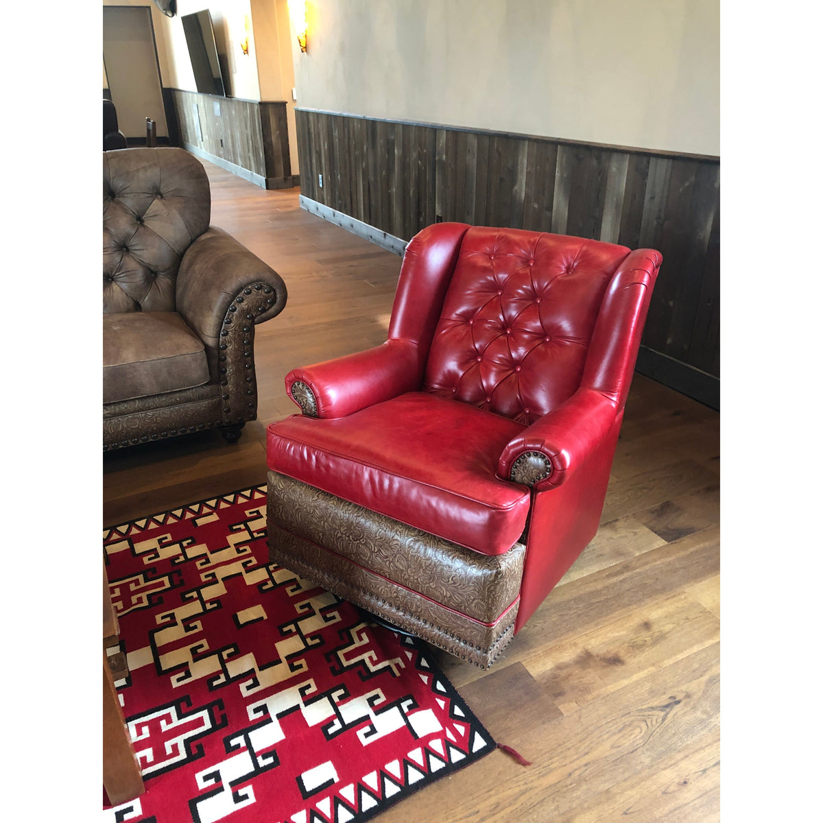 Roja Tallback Leather Swivel Glider