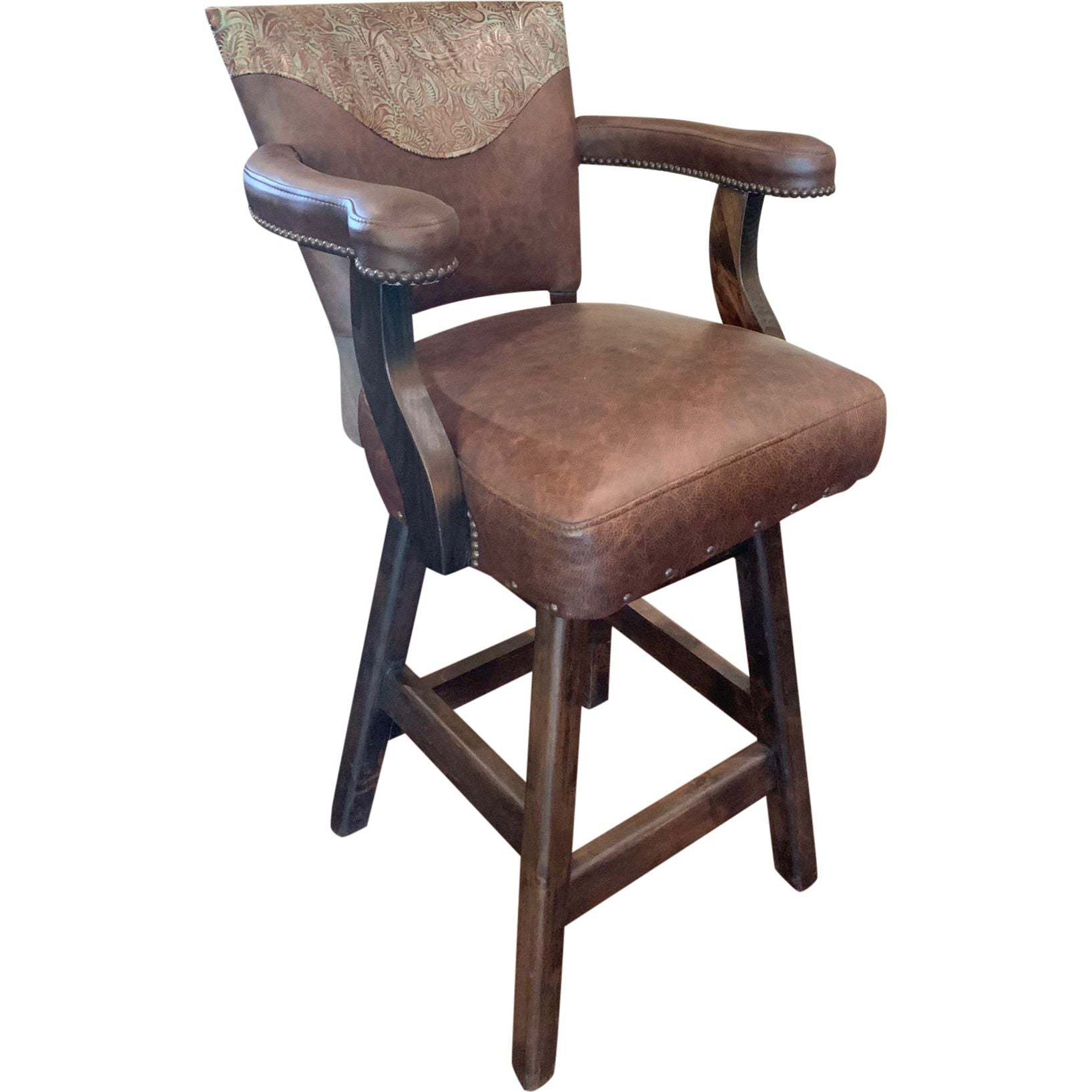 Davenport Ranch Western Leather Barstool