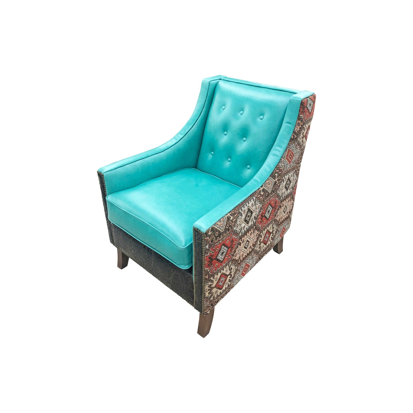 Albuquerque Turquoise Western Leather Lounge Chair