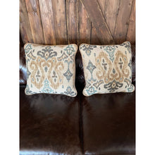 Load image into Gallery viewer, Leather &amp; Fabric Pillow Pair #12 &amp; 13