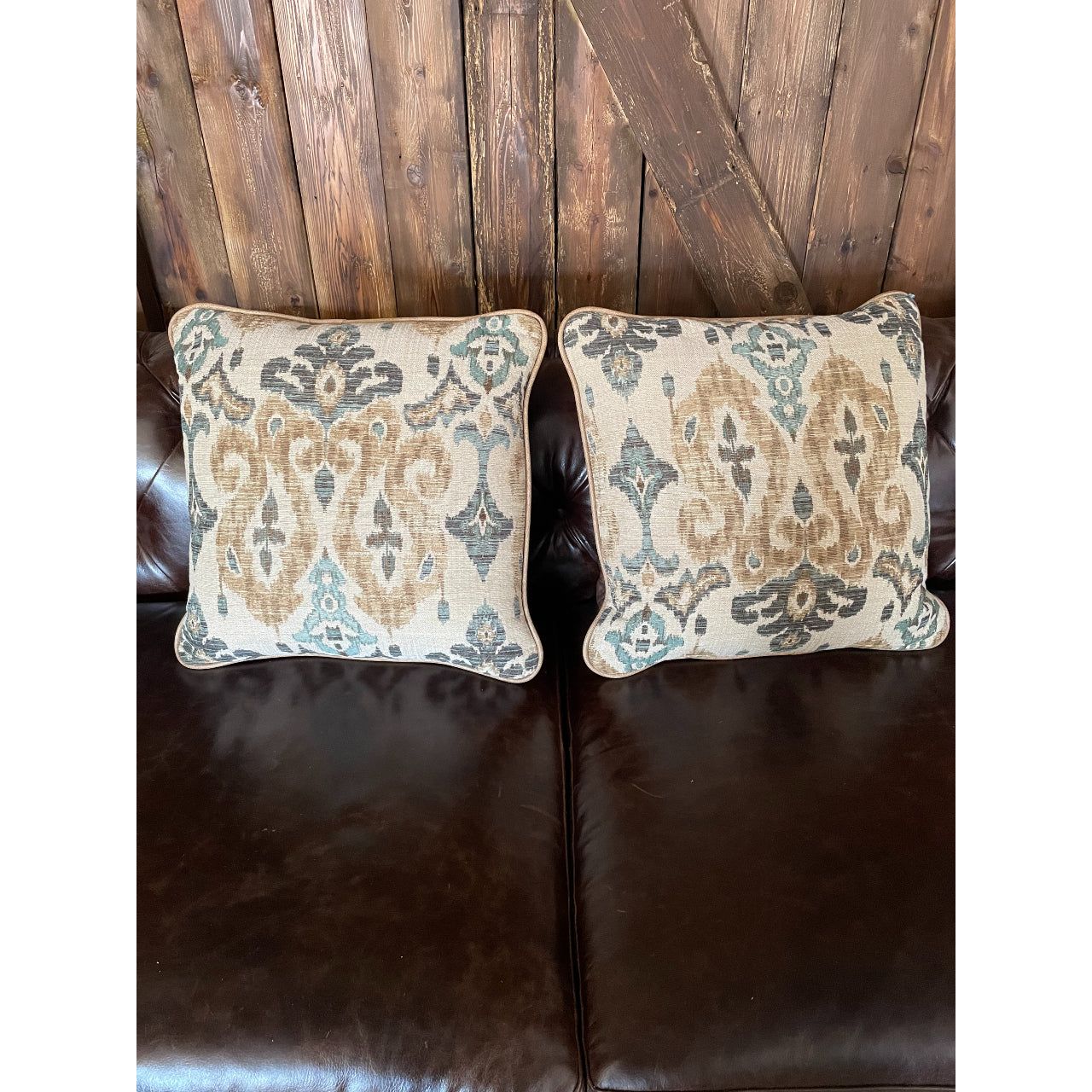 Leather & Fabric Pillow Pair #12 & 13