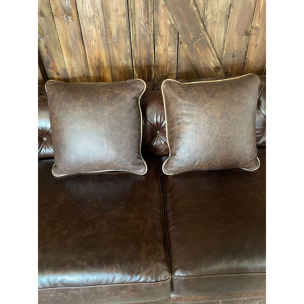 Leather & Fabric Pillow Pair #12 & 13