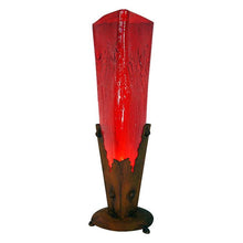 Load image into Gallery viewer, Crackled Triangle Glass Vase w/Iron Base Lamp
