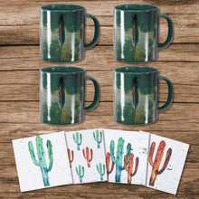 Load image into Gallery viewer, Tossed Feather Bohemian Mug &amp;Saguaro Cactus Coaster Set