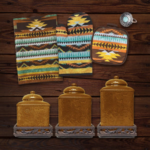 Mesa Southwest Print and Savannah Mustard Canister & Accessory Set