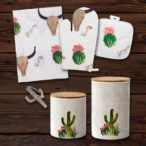 Skull/Cactus Print and Succulent Design Canister Set