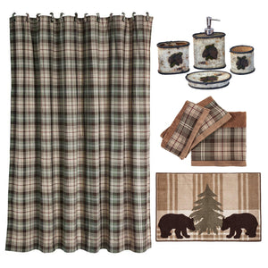 Birch Pinecone Bath Accessory and Forest Pines Towel Set