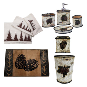 Birch Pinecone Bath Accessary and Clearwater Pines Towel Set