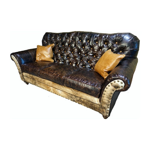 Medina 3 Cushion Tufted Western Cowhide Sofa