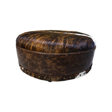 Load image into Gallery viewer, round leather ottoman