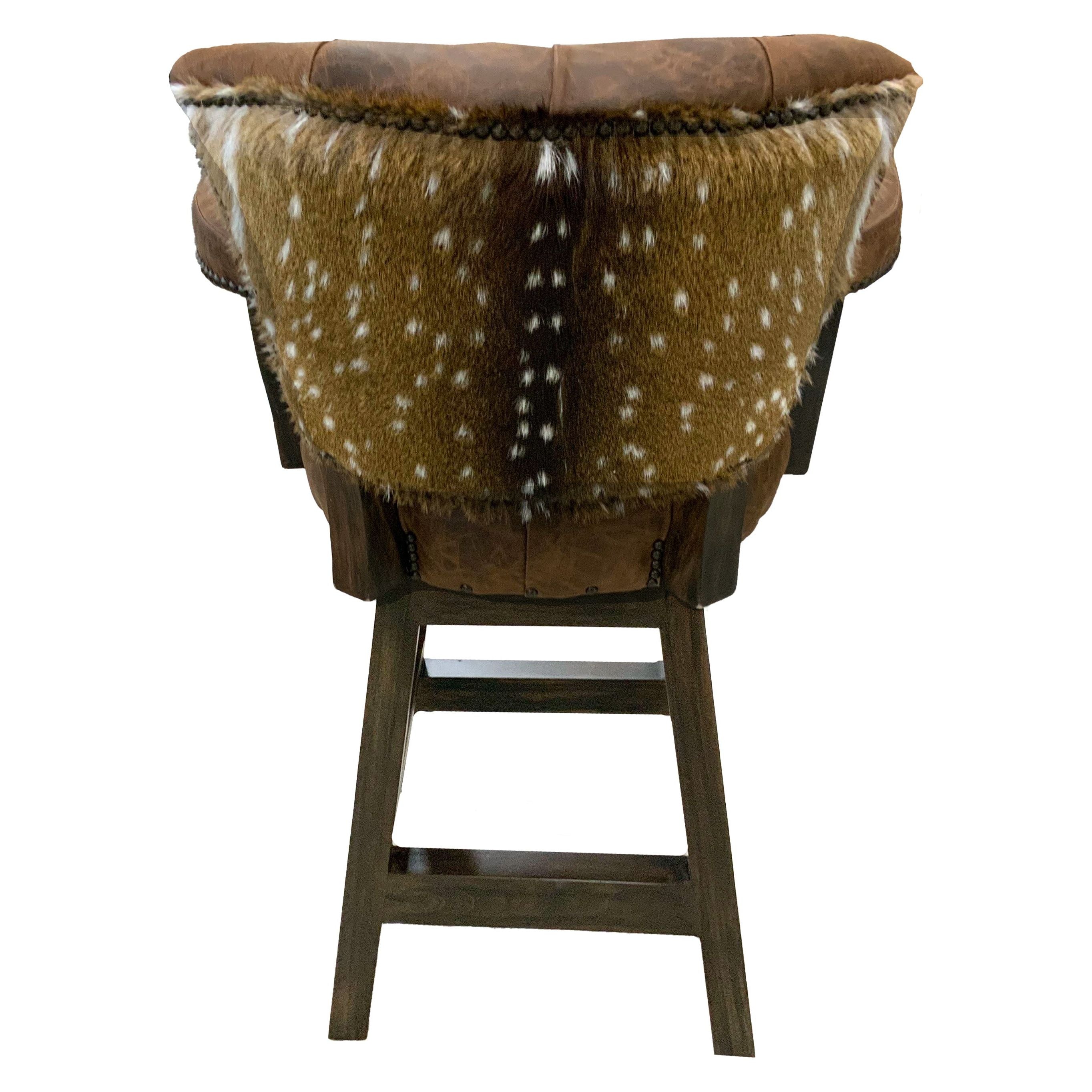 Pecan Axis Tufted Western Leather Barstool Back