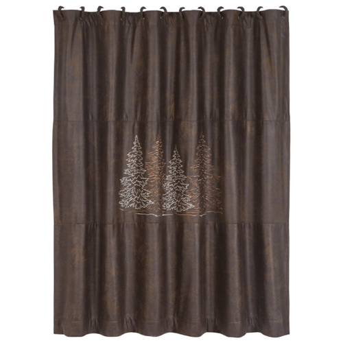 Embroidered Tree Design Shower Curtain