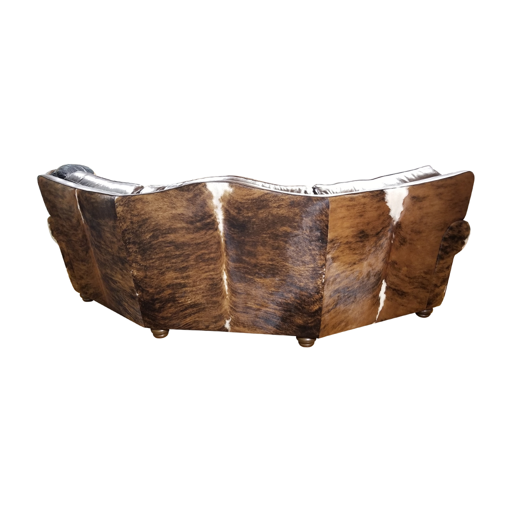 Split Rail Curved Leather Sofa