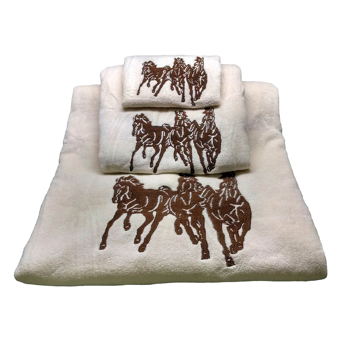 Embroidered Horses Towel Set