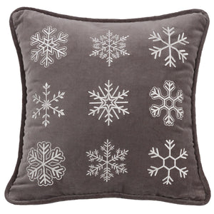 Whistler Square Embroidered Snowflake Pillow