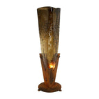 Crackled Triangle Glass Vase w/Iron Base Lamp