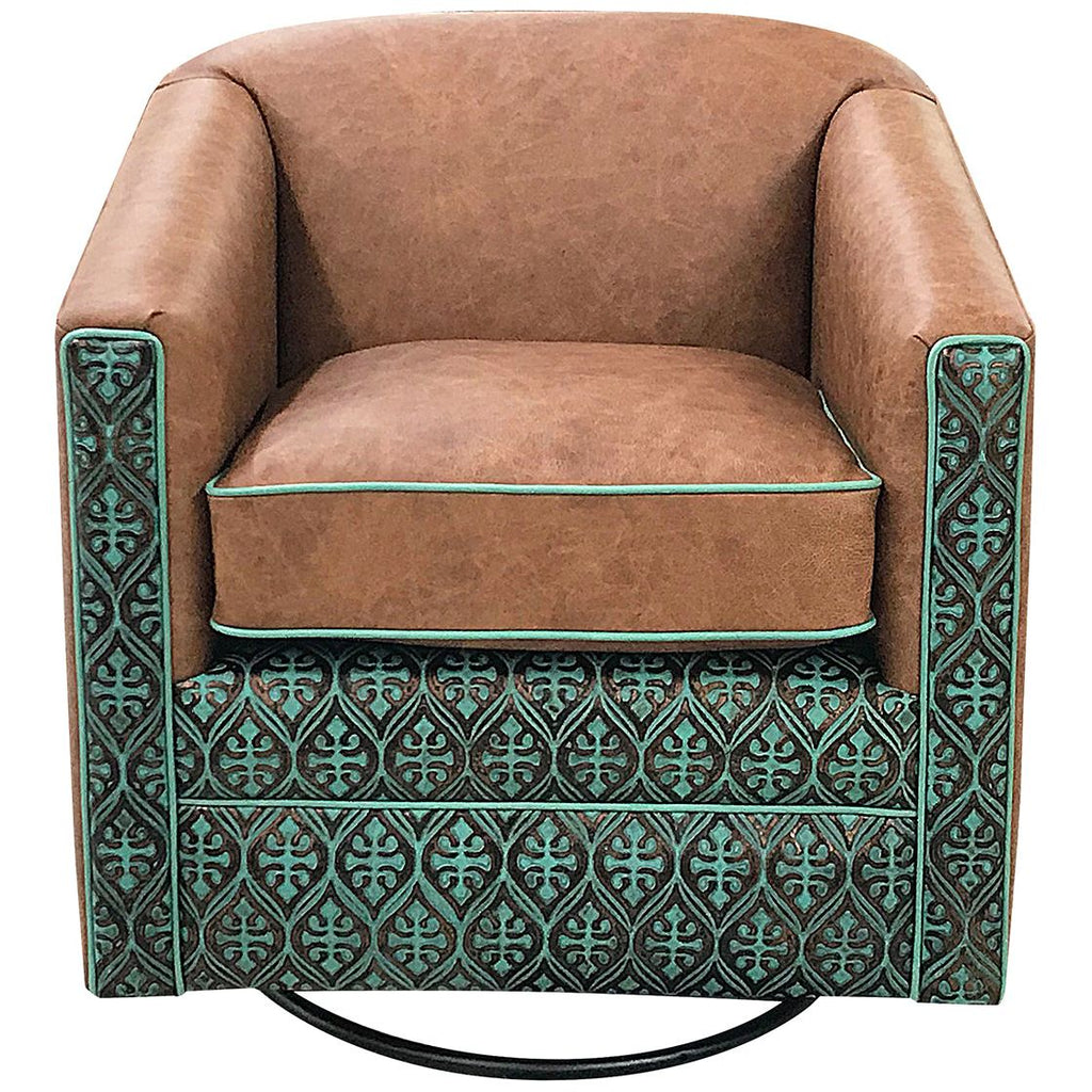 Southwestern Leather Swivel Glider