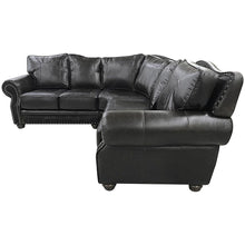 Load image into Gallery viewer, black leather sectional sofa