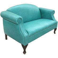 Load image into Gallery viewer, Southwestern Turquoise  Leather Settee