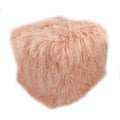 Tibetan Sheep Square Pouf Ottoman - Blush