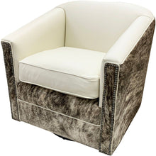 Load image into Gallery viewer, White Cowhide Swivel Glider