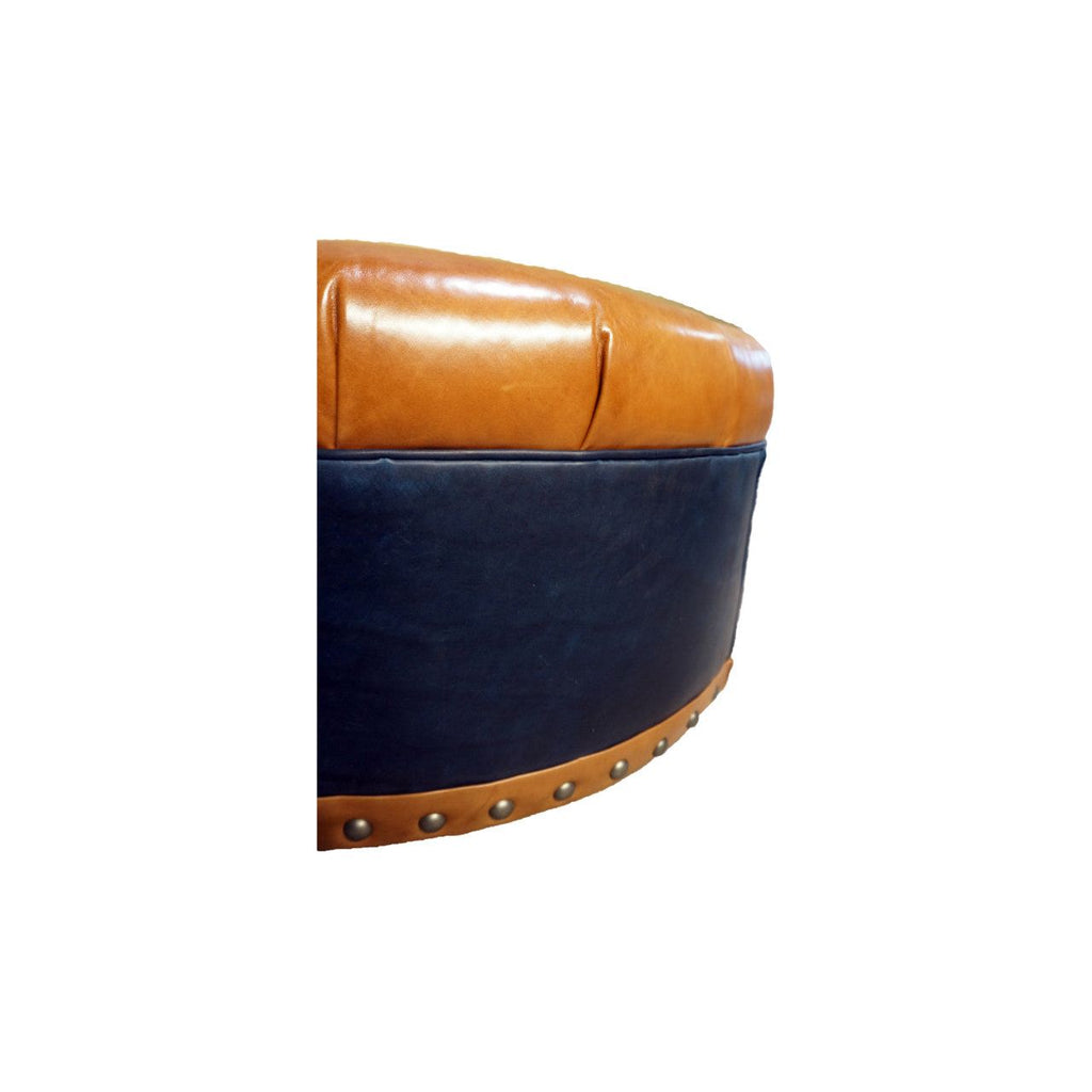 round leather tufted ottoman