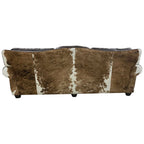 Split Rail 10 Foot 3 Cushion Western Cowhide  Leather Sofa