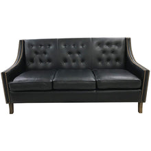 Load image into Gallery viewer, Contemporary Tufted Black Leather Sofa