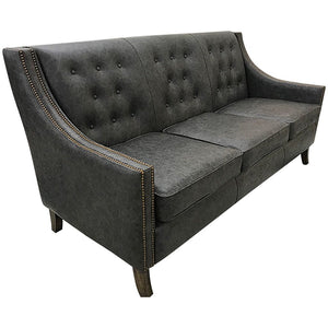 Contemporary Tufted Black Leather Sofa