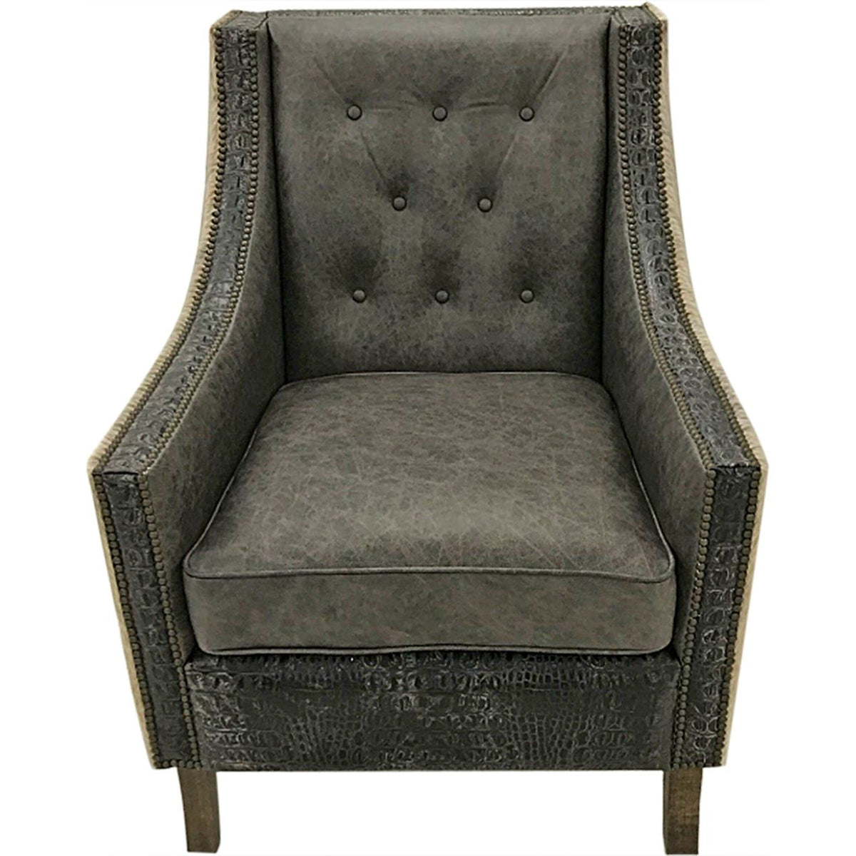 Aztec Chair | Gray Leather Chair – Great Blue Heron Furniture