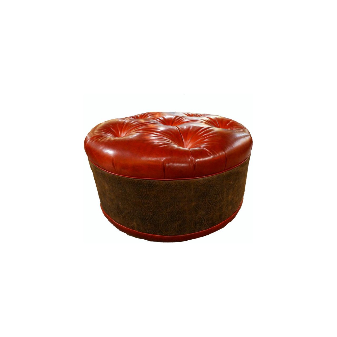 36 Inch Round Leather Ottoman Great Blue Heron Furniture